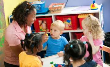 preschool adult with four children